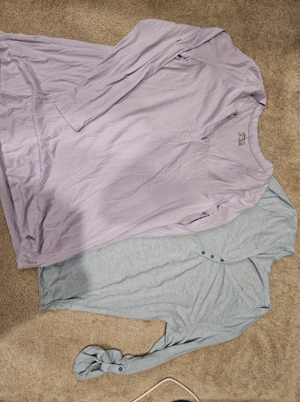 2 EDDIE BAUER Soft Lavender and Light Blue Casual Tees/ Camp Shirts